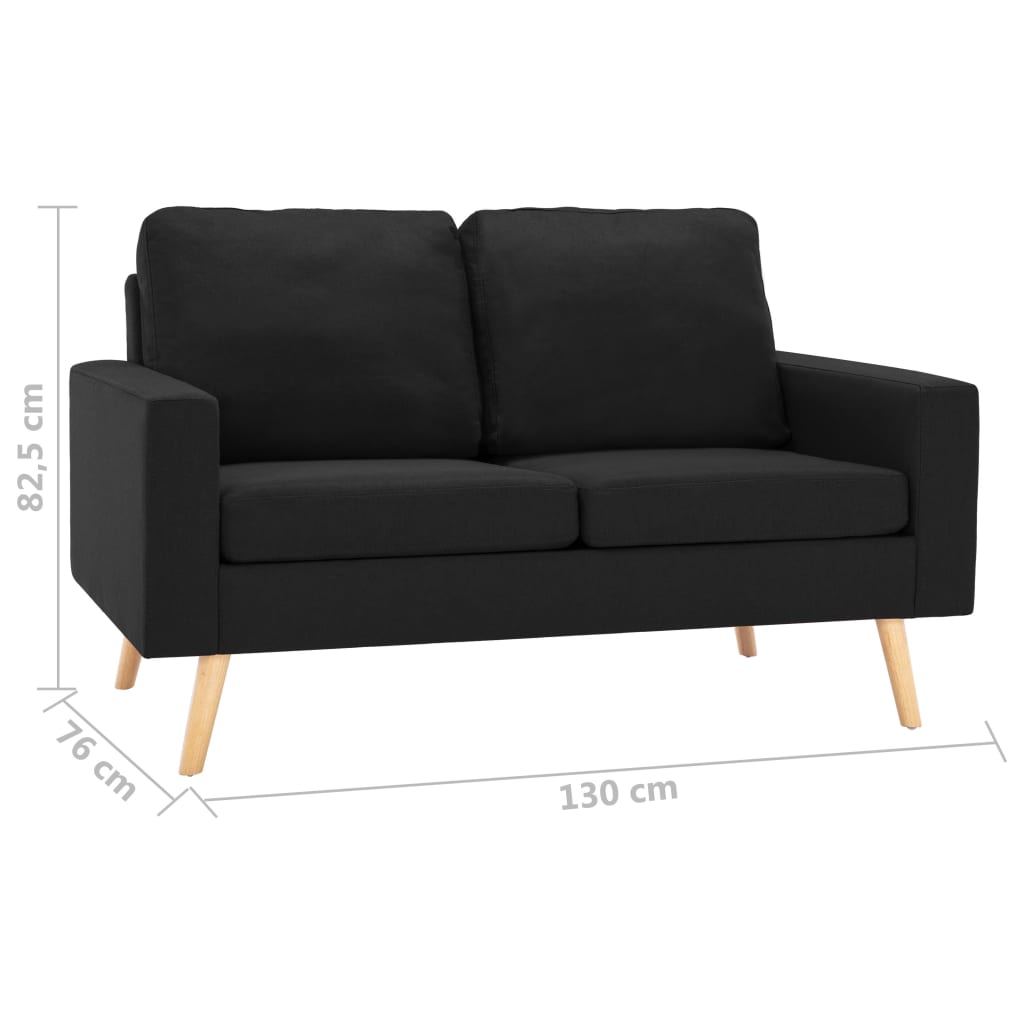 vidaXL 2-osobowa sofa, czarna, tapicerowana tkaniną