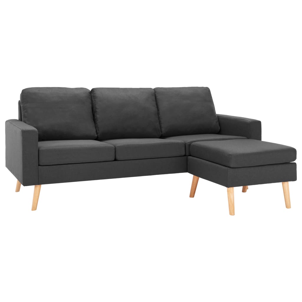vidaXL 3-osobowa sofa z podnóżkiem, ciemoszara, tapicerowana tkaniną