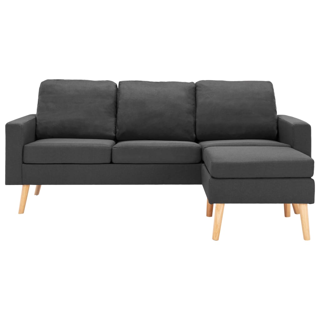 vidaXL 3-osobowa sofa z podnóżkiem, ciemoszara, tapicerowana tkaniną