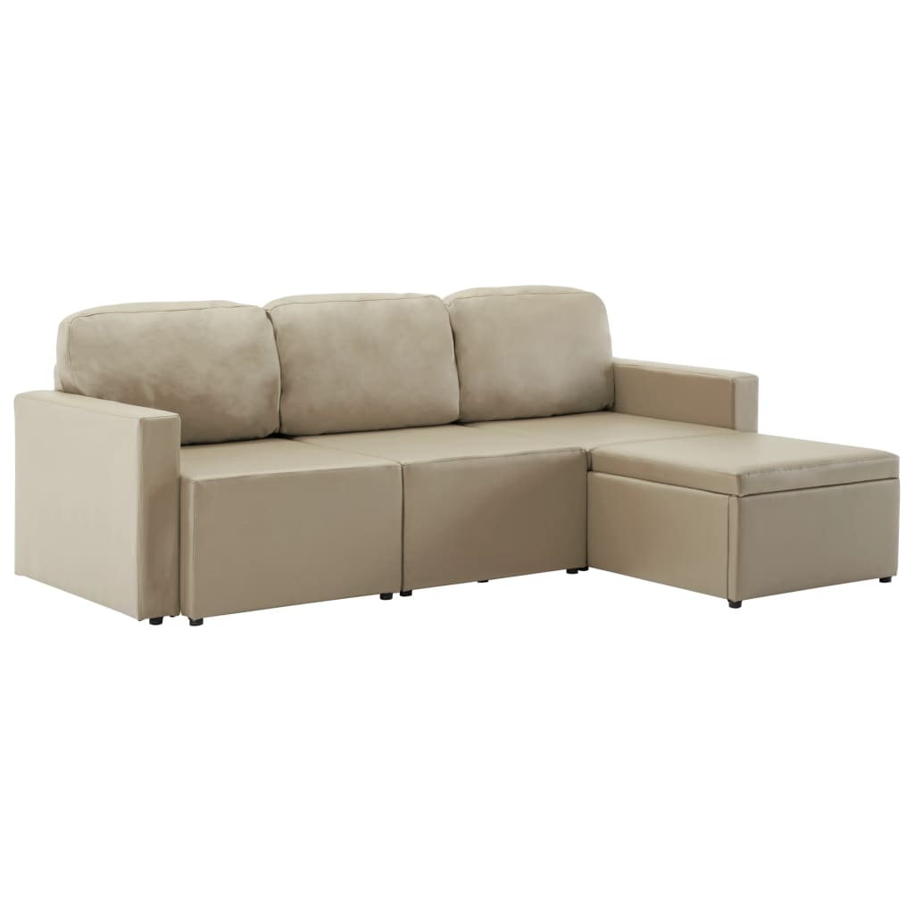 vidaXL 3-osobowa, rozkładana sofa modułowa, cappuccino, sztuczna skóra