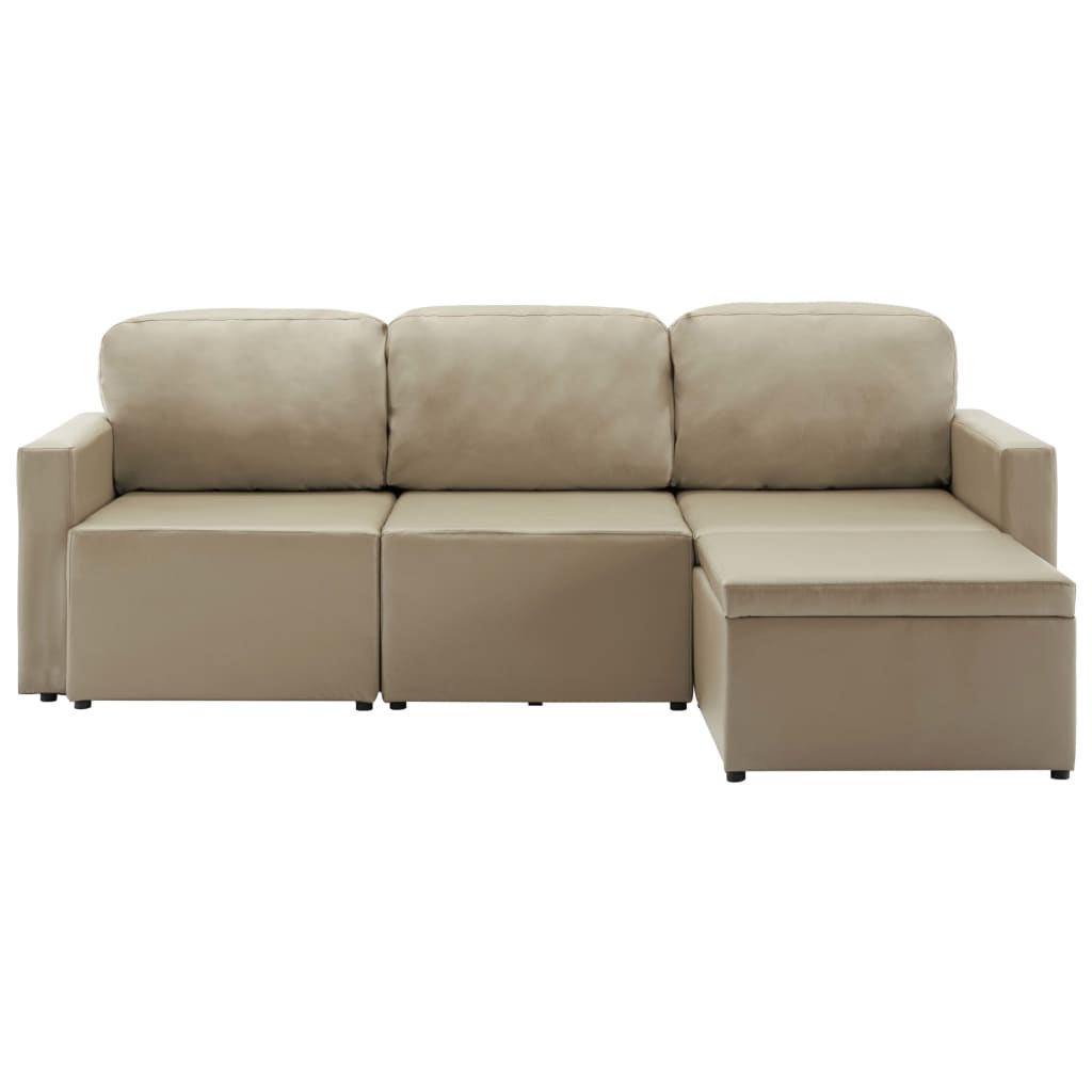 vidaXL 3-osobowa, rozkładana sofa modułowa, cappuccino, sztuczna skóra