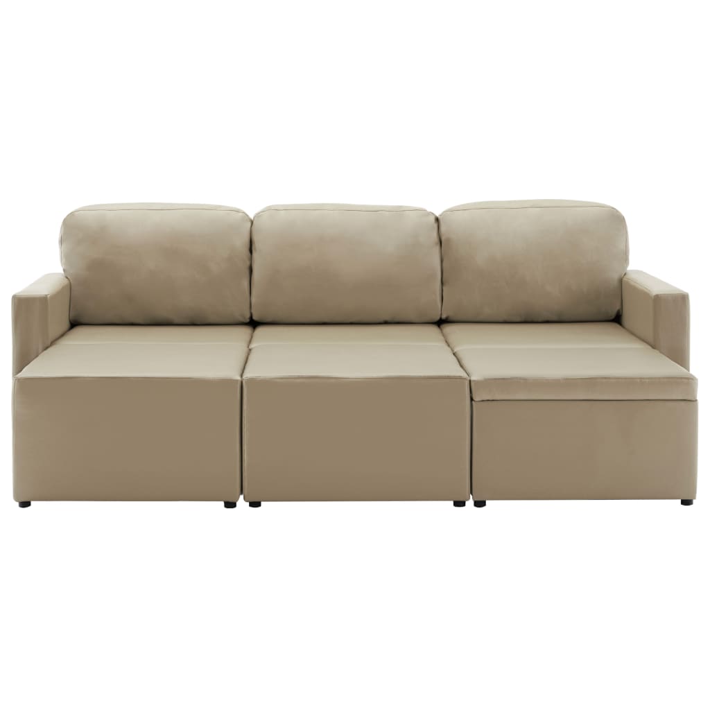 vidaXL 3-osobowa, rozkładana sofa modułowa, cappuccino, sztuczna skóra