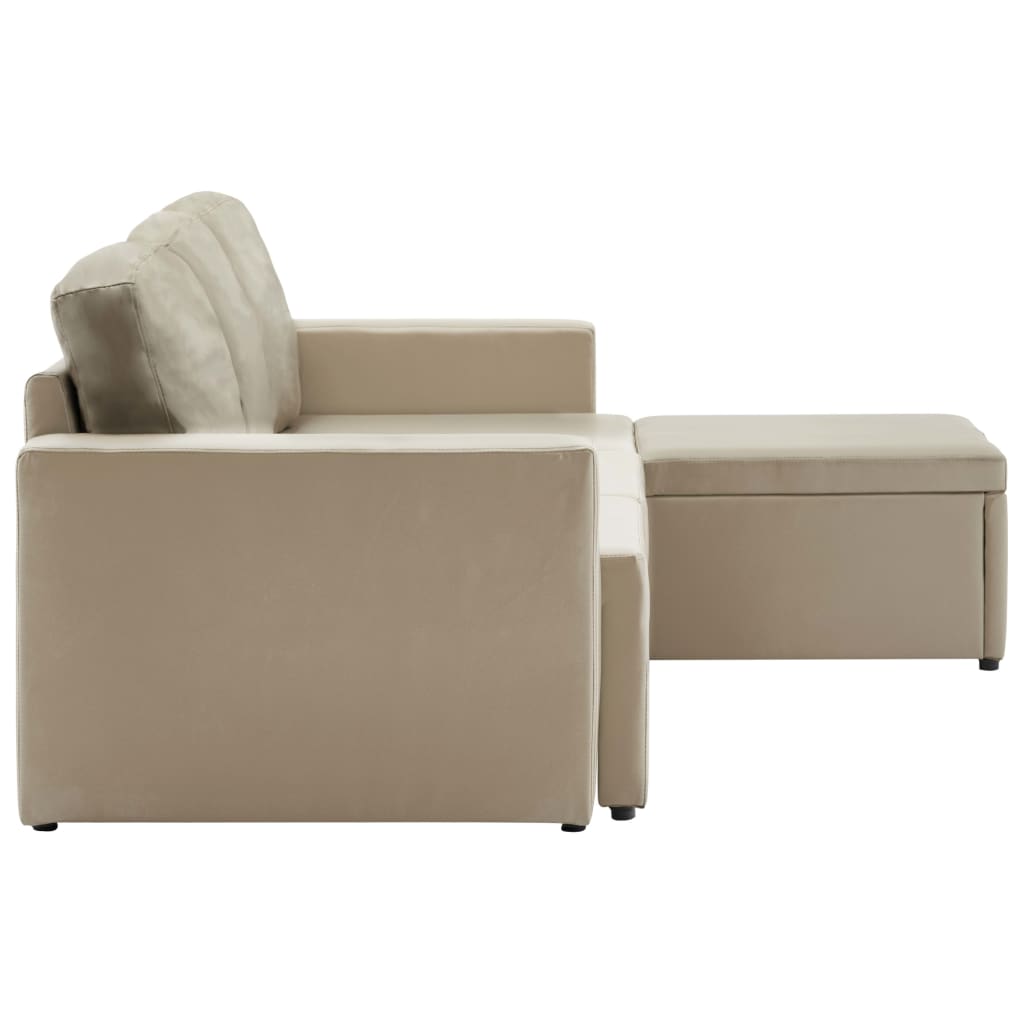 vidaXL 3-osobowa, rozkładana sofa modułowa, cappuccino, sztuczna skóra
