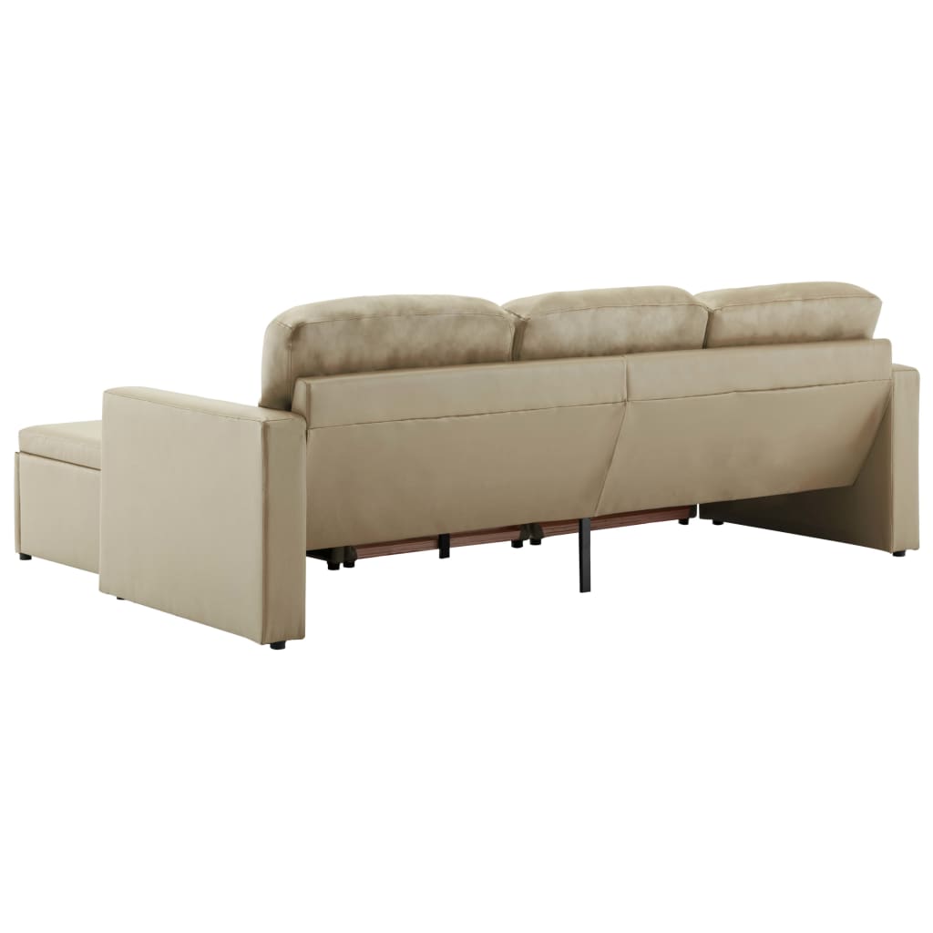 vidaXL 3-osobowa, rozkładana sofa modułowa, cappuccino, sztuczna skóra