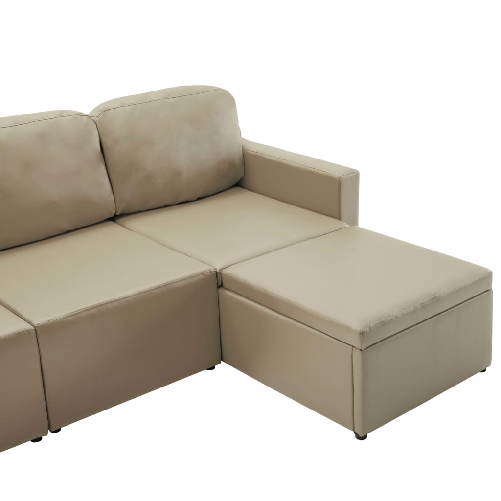vidaXL 3-osobowa, rozkładana sofa modułowa, cappuccino, sztuczna skóra