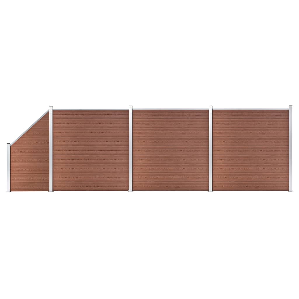 vidaXL Ogrodzenie WPC, 2 panele kwadratowe, 1 skośny, 619x186 cm, brąz