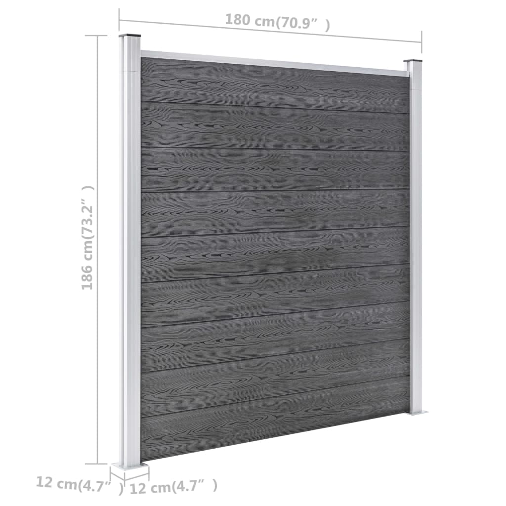 vidaXL Ogrodzenie do ogrodu, WPC, 526 x 186 cm, szare