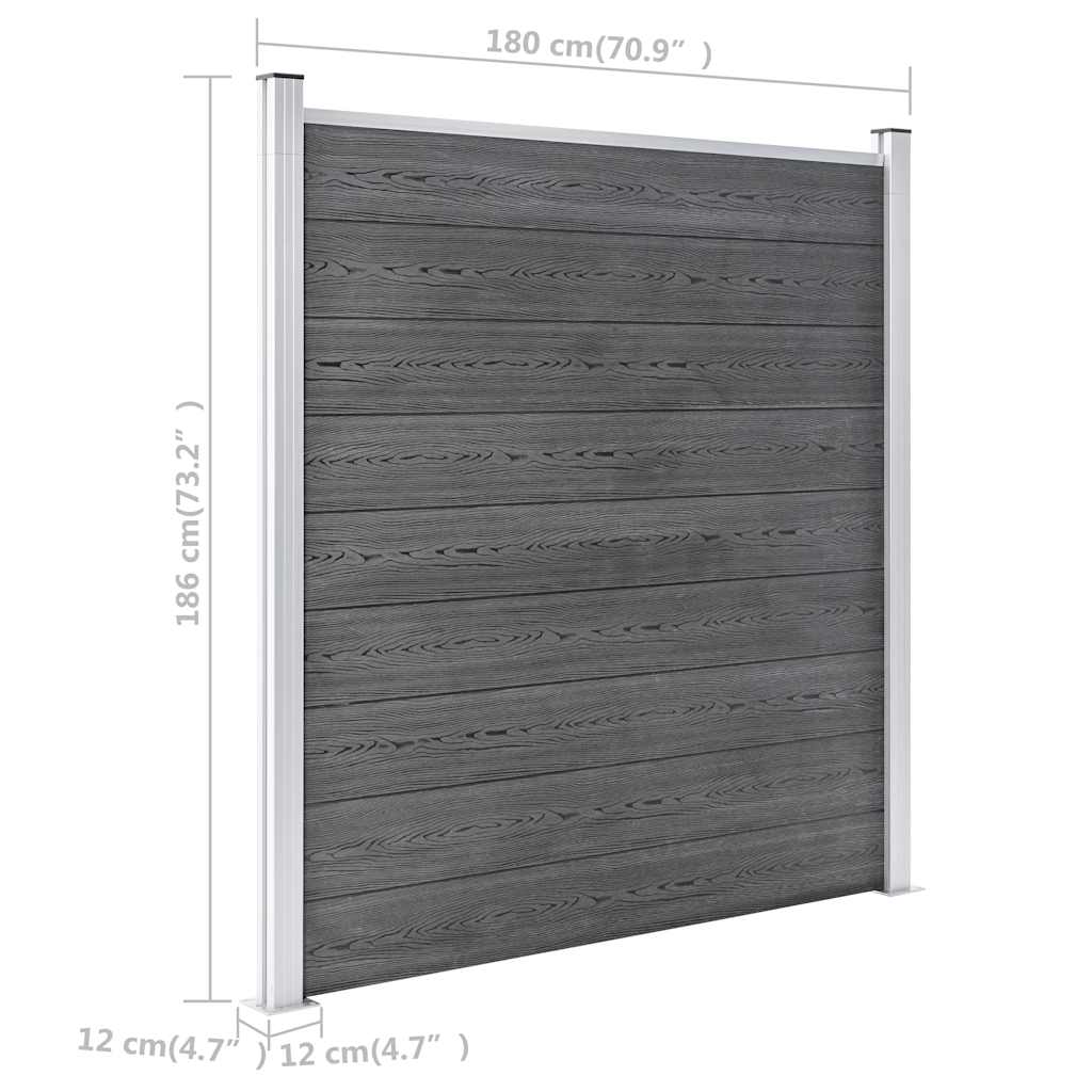 vidaXL Ogrodzenie do ogrodu, WPC, 1218 x 186 cm, szare