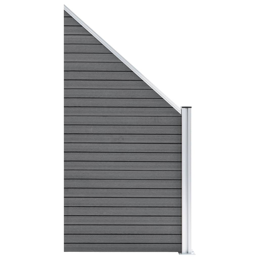 vidaXL Ogrodzenie WPC, 2 panele kwadratowe, 1 skośny, 446x186cm, szare