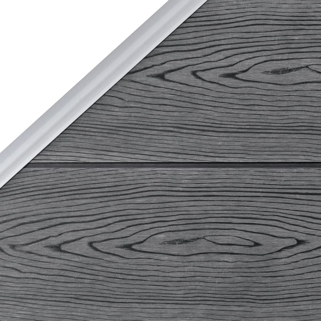 vidaXL Ogrodzenie WPC, 2 panele kwadratowe, 1 skośny, 446x186cm, szare