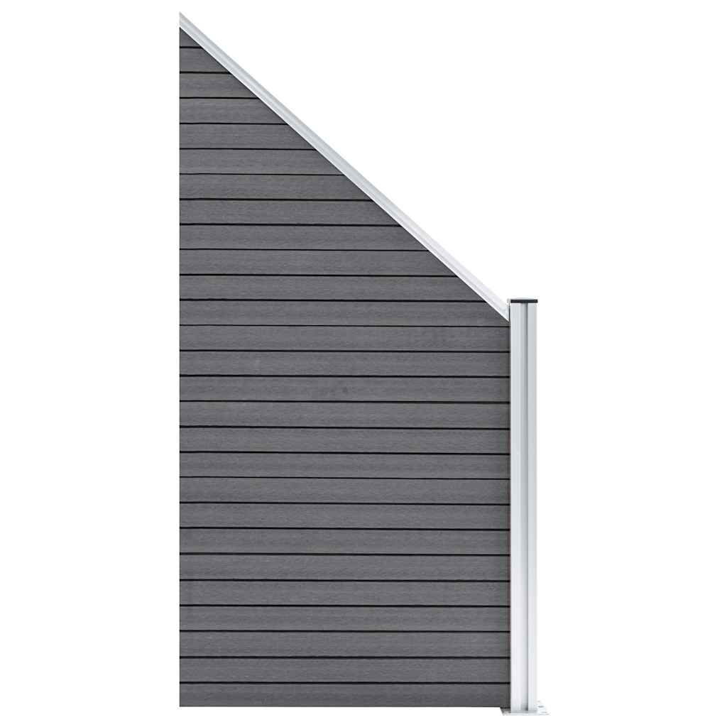 vidaXL Ogrodzenie WPC, 3 panele kwadratowe, 1 skośny, 619x186cm, szare