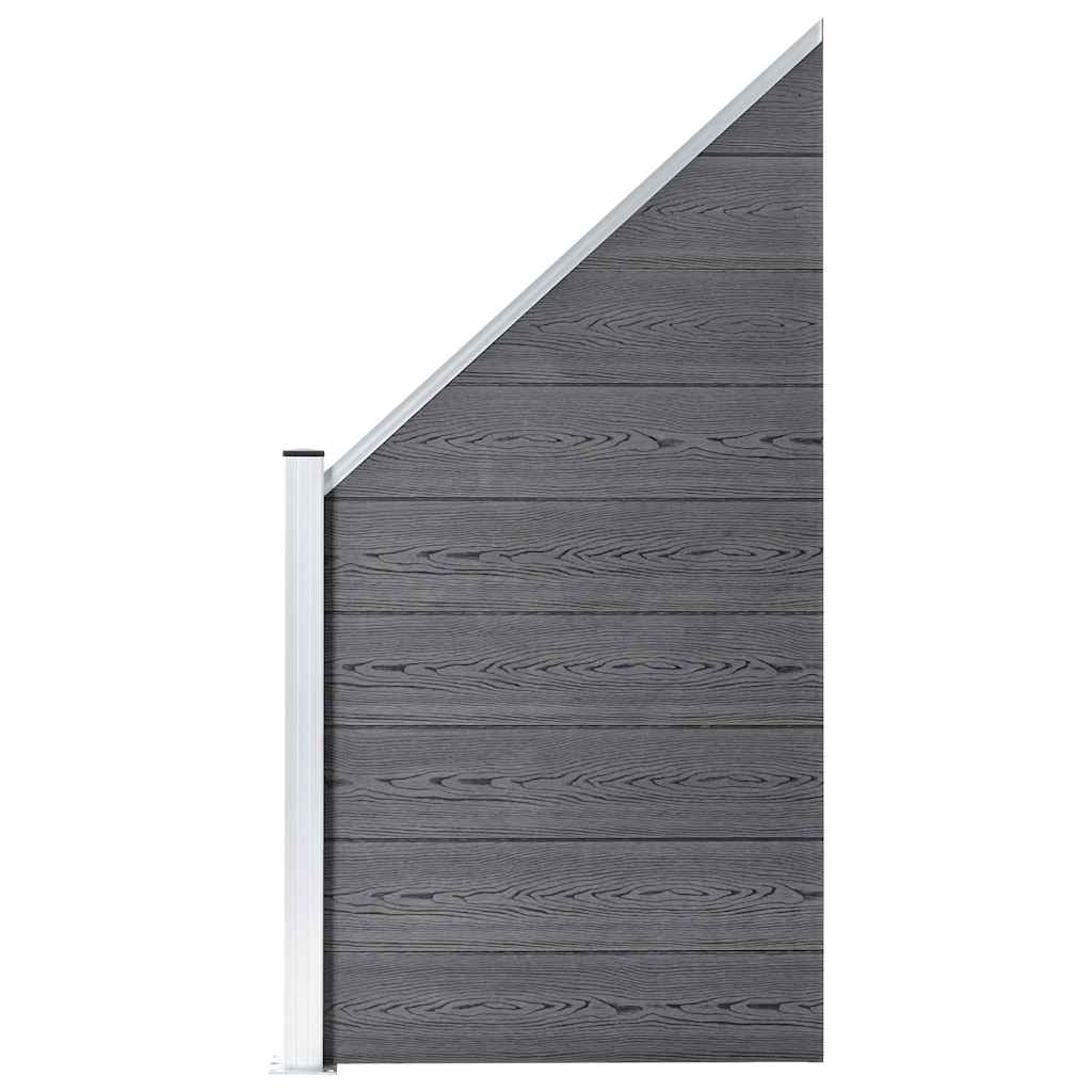 vidaXL Ogrodzenie WPC, 3 panele kwadratowe, 1 skośny, 619x186cm, szare