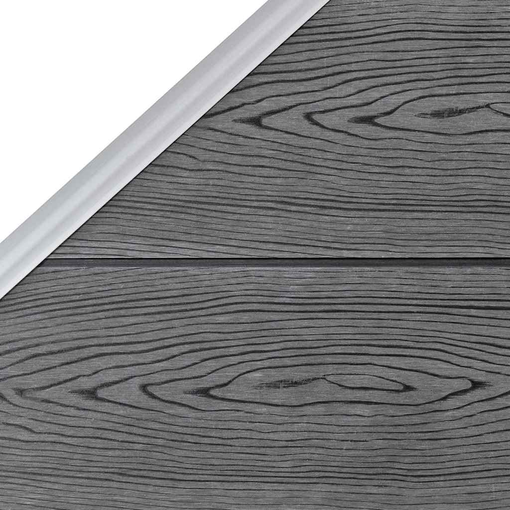 vidaXL Ogrodzenie WPC, 3 panele kwadratowe, 1 skośny, 619x186cm, szare