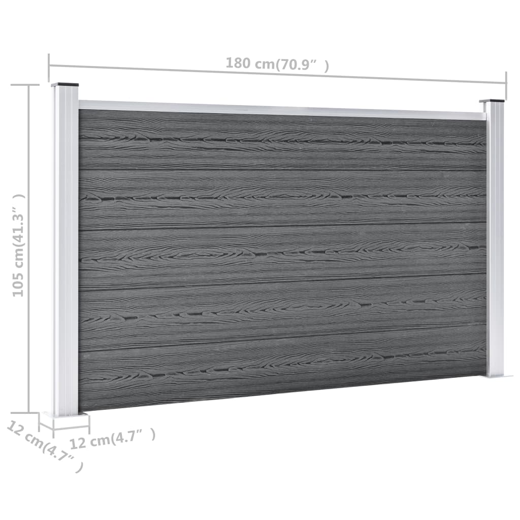 vidaXL Ogrodzenie ogrodowe WPC, 353x106 cm, szare