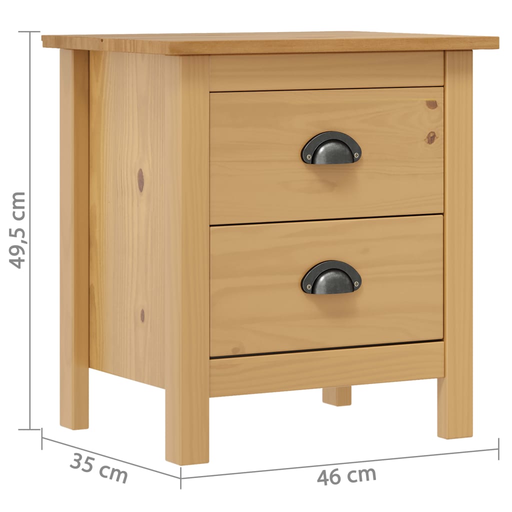 vidaXL Szafki nocne Hill, 2 szt., 46x35x49,5 cm, lite drewno sosnowe