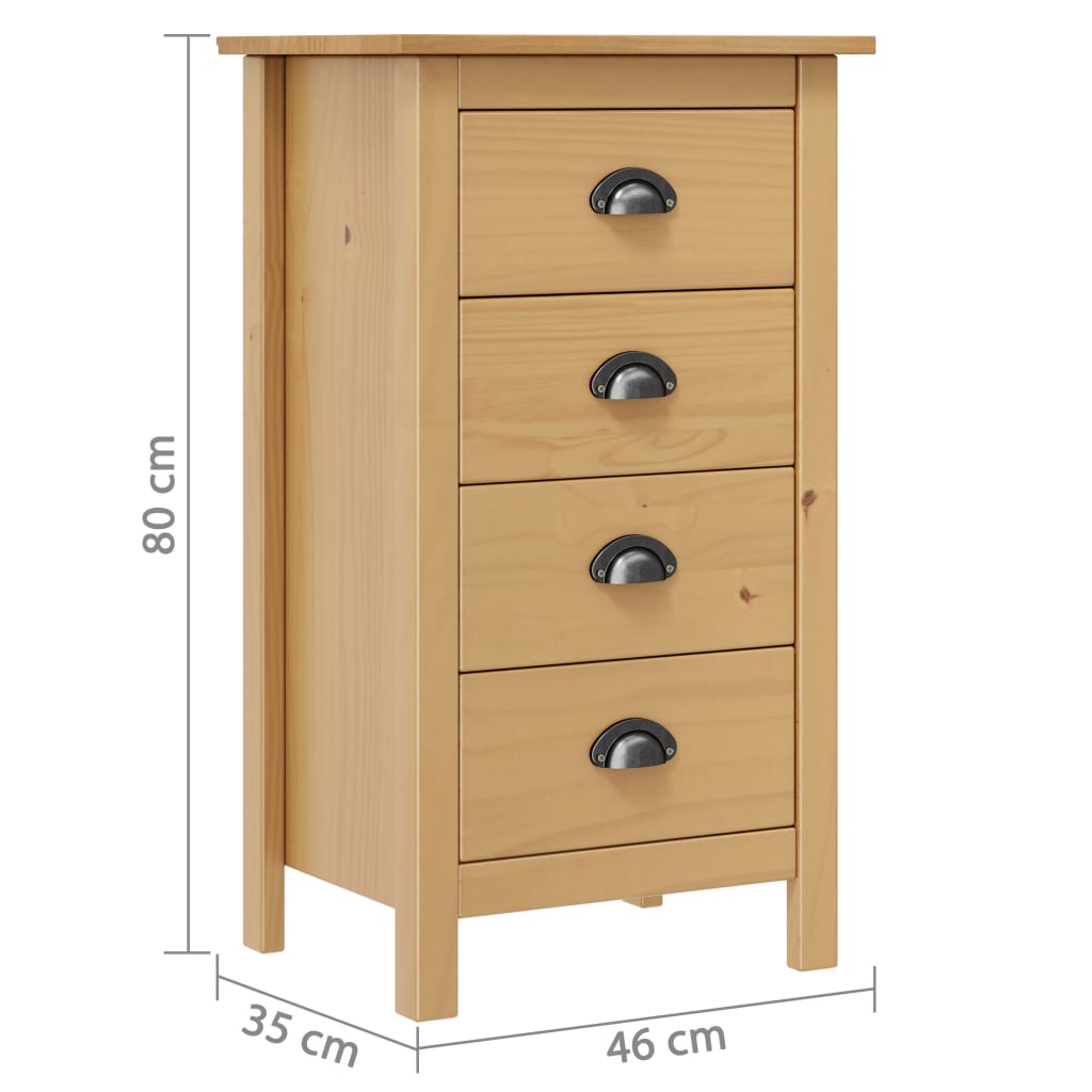 vidaXL Komoda Hill, 46x35x80 cm, lite drewno sosnowe