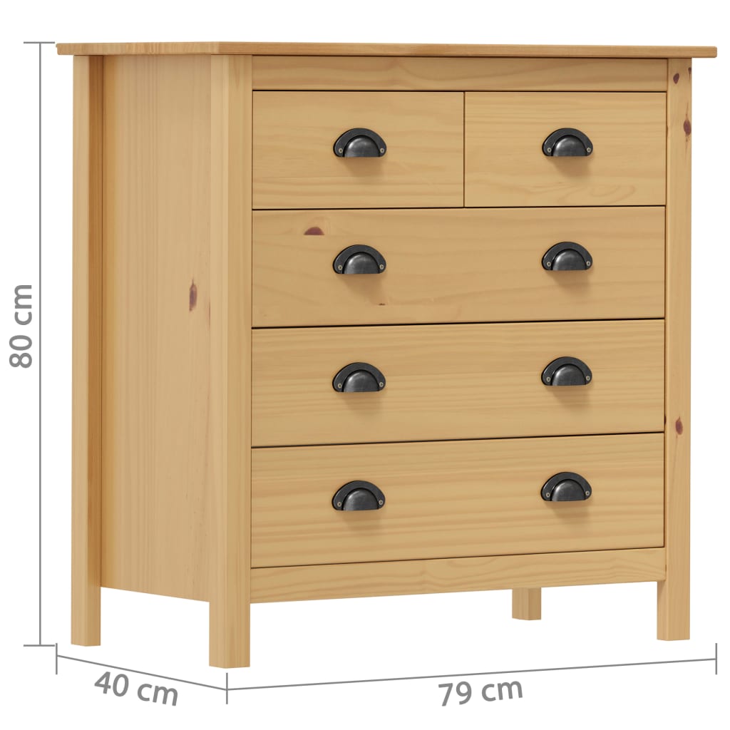 vidaXL Komoda Hill, 79x40x80 cm, lite drewno sosnowe