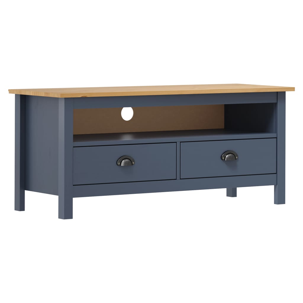 vidaXL Szafka TV Hill, szara, 110x40x47 cm, lite drewno sosnowe