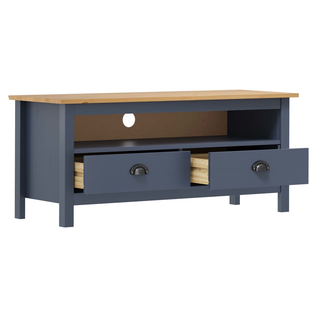 vidaXL Szafka TV Hill, szara, 110x40x47 cm, lite drewno sosnowe