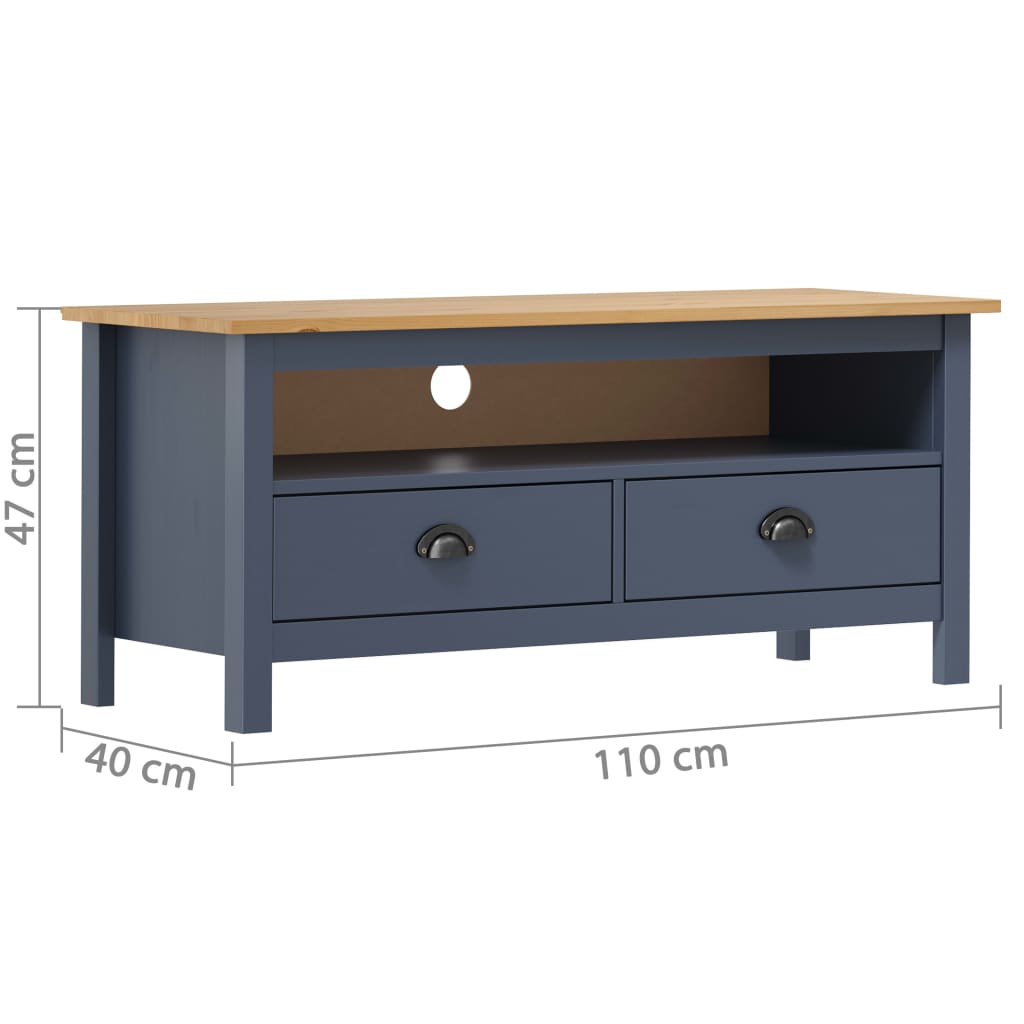 vidaXL Szafka TV Hill, szara, 110x40x47 cm, lite drewno sosnowe