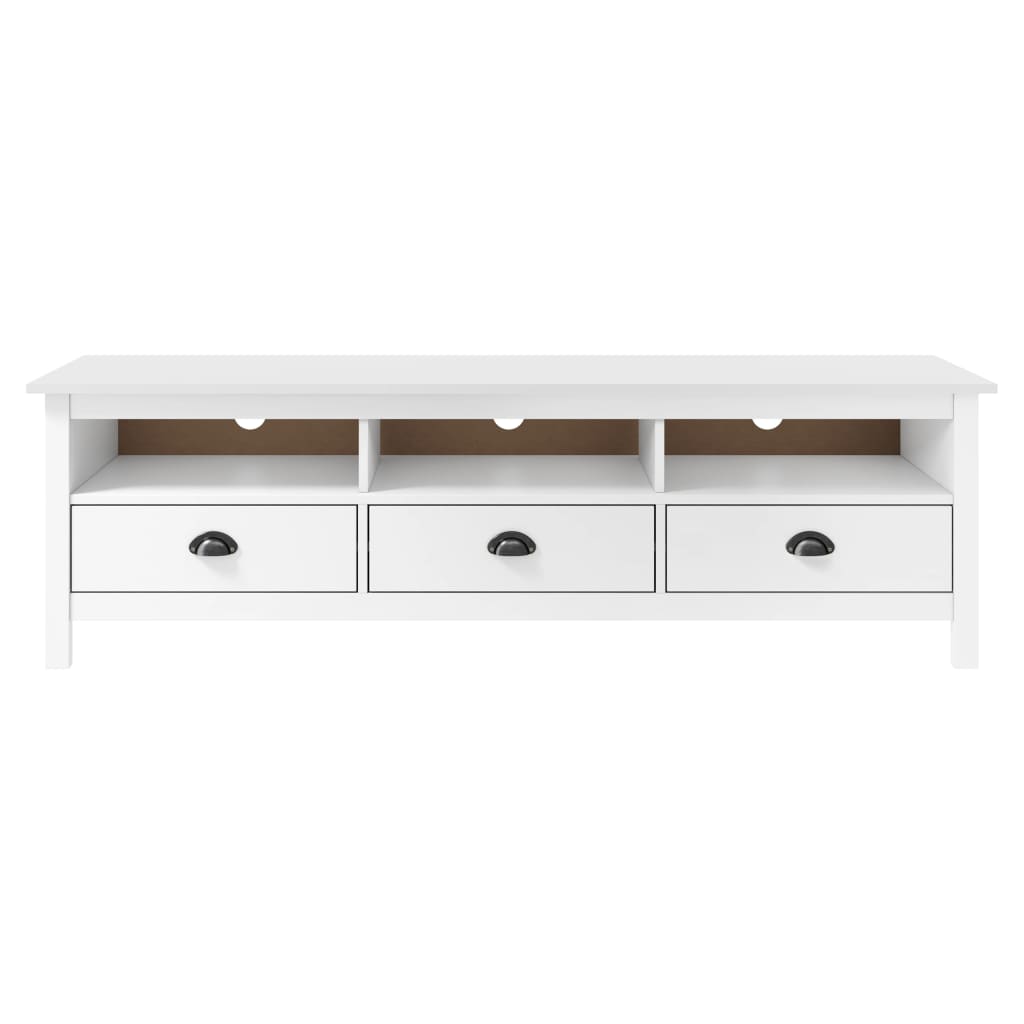 vidaXL Szafka pod TV Hill, biała, 158x40x47 cm, lite drewno sosnowe