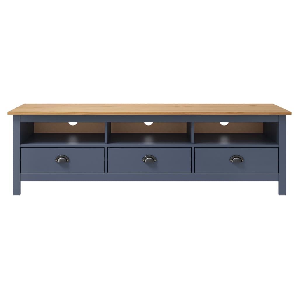 vidaXL Szafka pod TV Hill, szara, 158x40x47 cm, lite drewno sosnowe