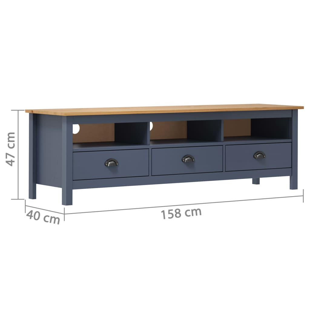 vidaXL Szafka pod TV Hill, szara, 158x40x47 cm, lite drewno sosnowe