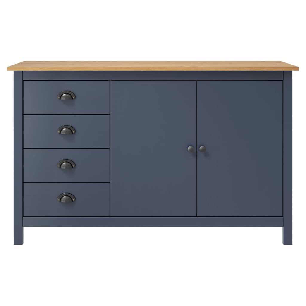 vidaXL Komoda Hill, szara, 130x40x80 cm, lite drewno sosnowe