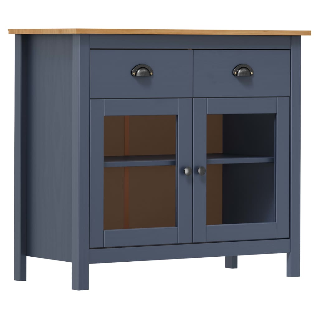 vidaXL Komoda Hill, szara, 90x40x80 cm, lite drewno sosnowe