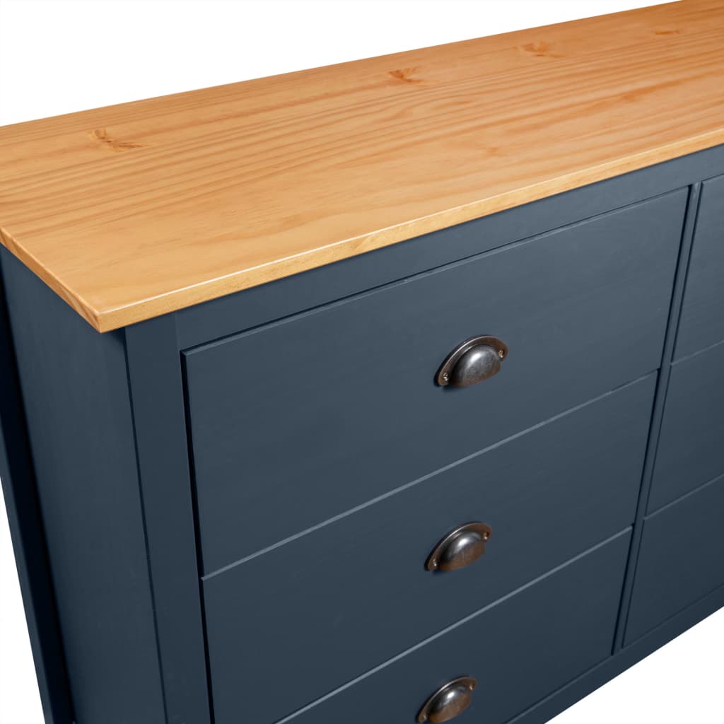 vidaXL Komoda Hill, szara, 125x40x80 cm, lite drewno sosnowe