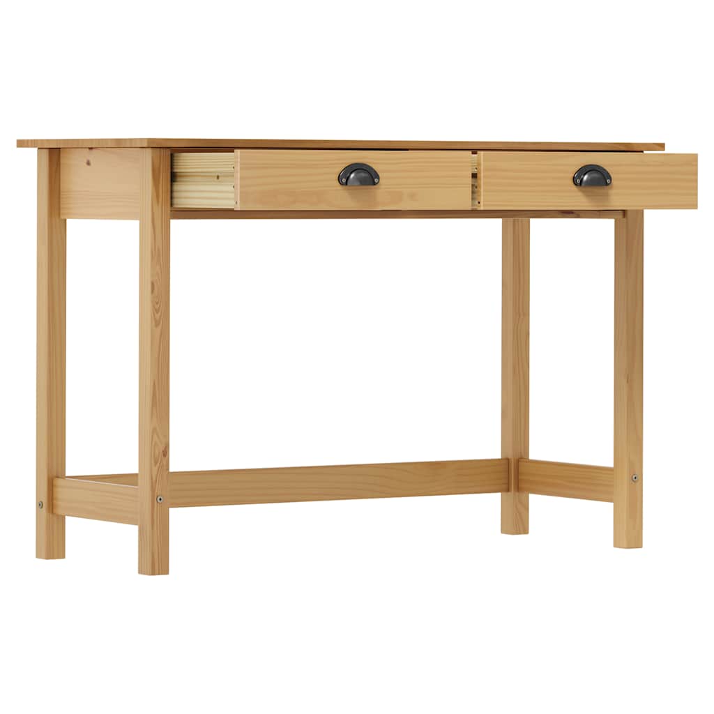 vidaXL Stolik konsolowy Hill, 2 szuflady, 110x45x74 cm, lita sosna