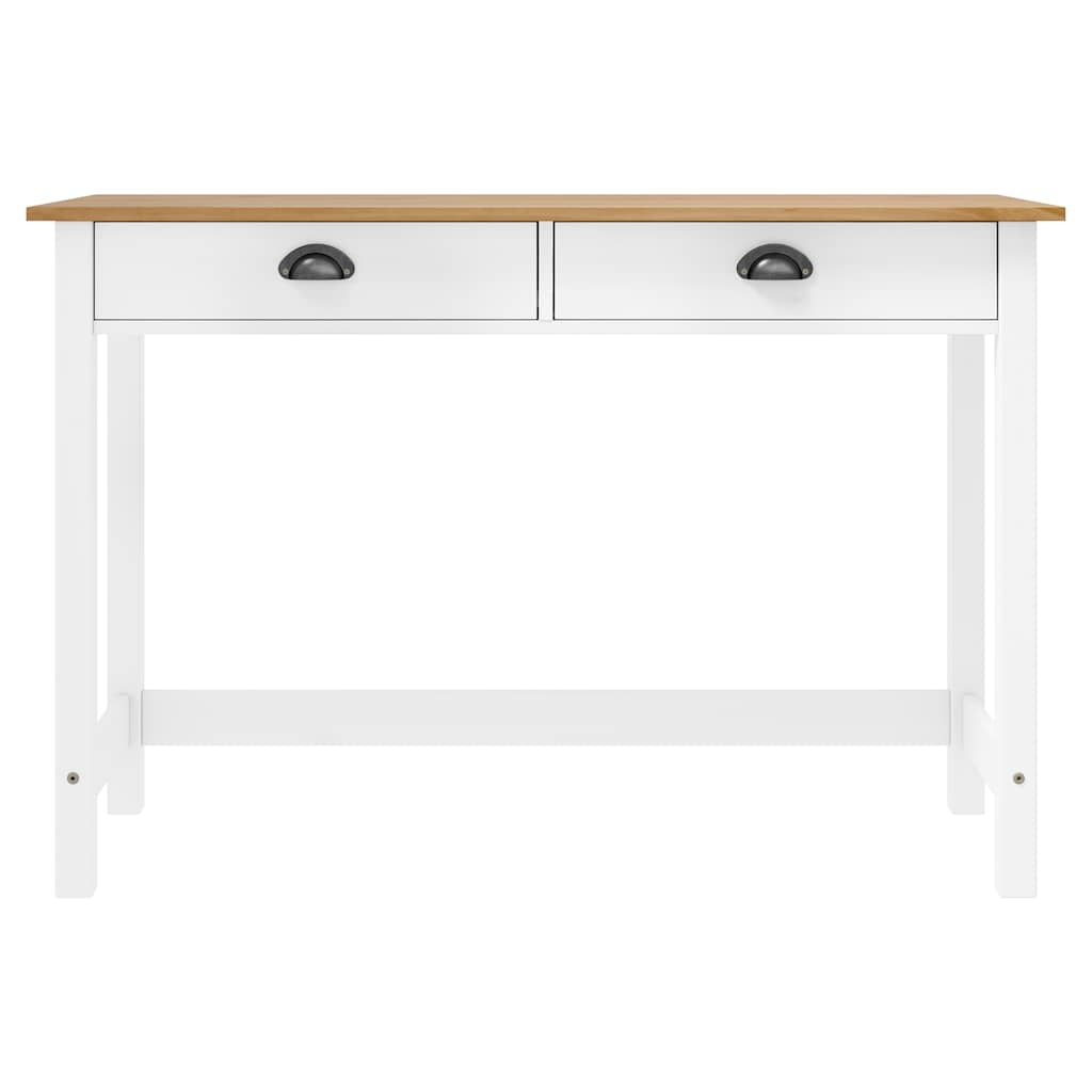 vidaXL Stolik konsolowy Hill, 2 szuflady, 110x45x74 cm, lita sosna