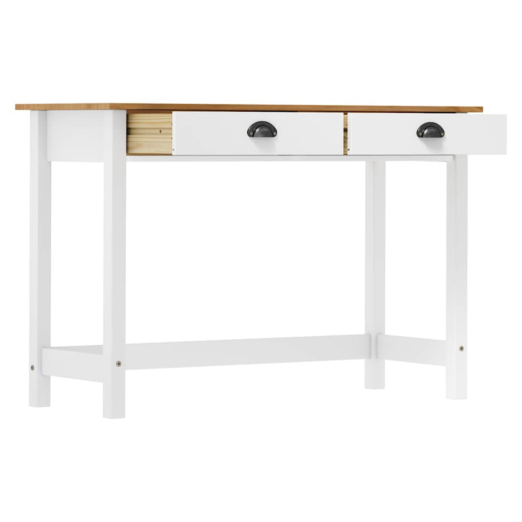 vidaXL Stolik konsolowy Hill, 2 szuflady, 110x45x74 cm, lita sosna