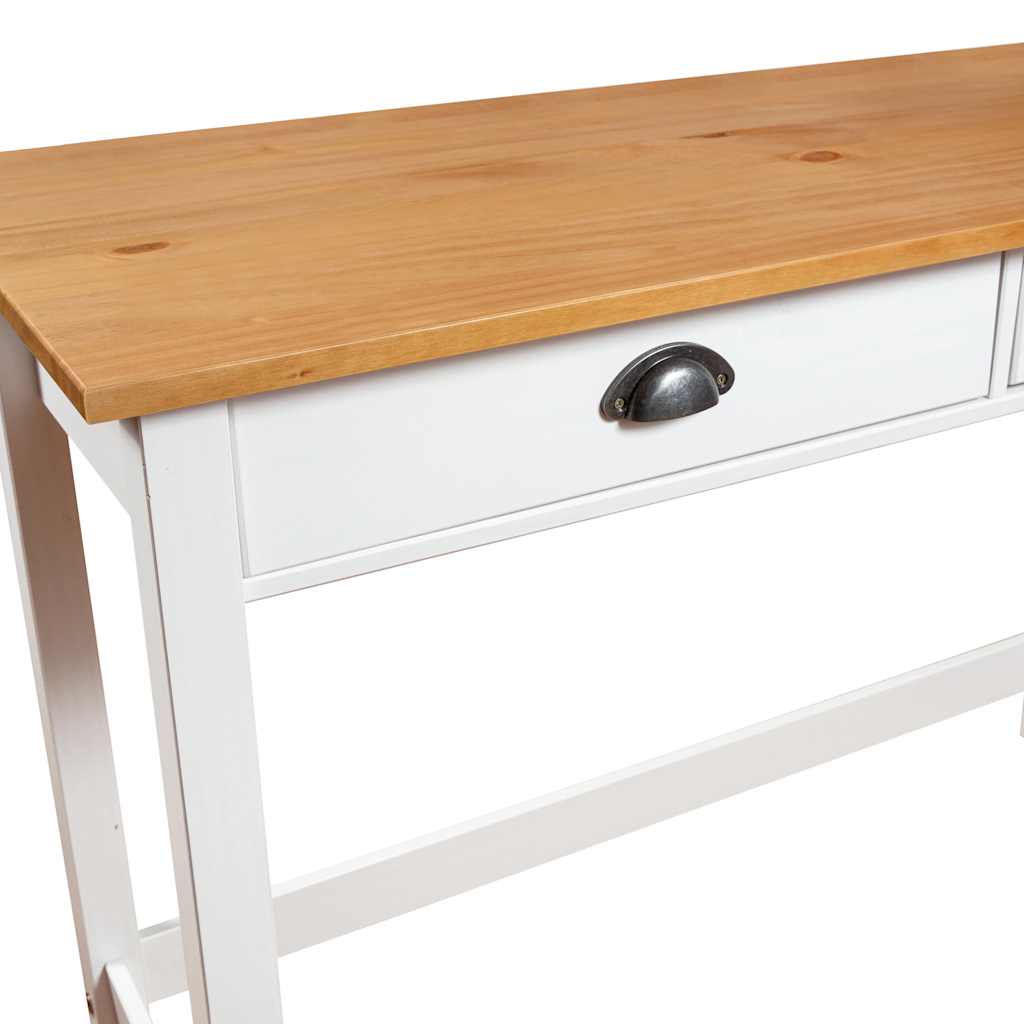 vidaXL Stolik konsolowy Hill, 2 szuflady, 110x45x74 cm, lita sosna