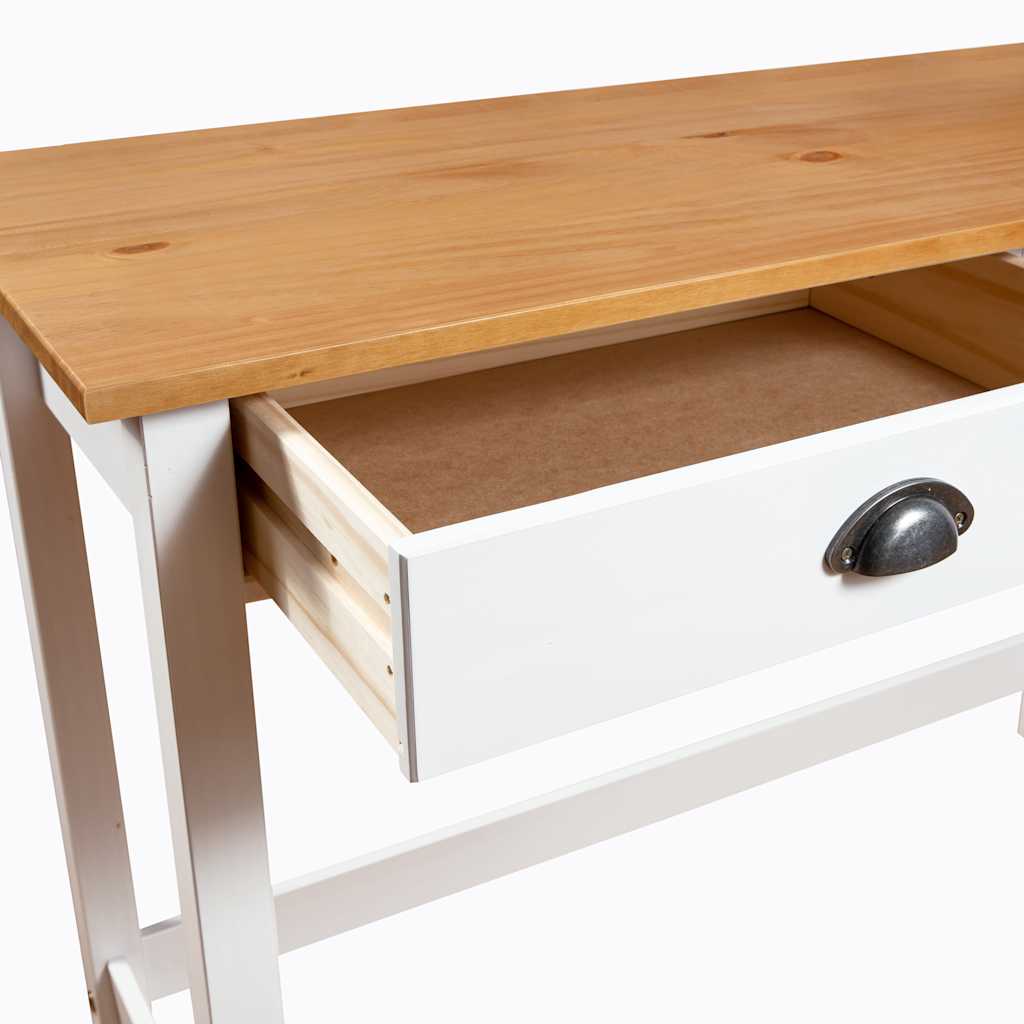 vidaXL Stolik konsolowy Hill, 2 szuflady, 110x45x74 cm, lita sosna