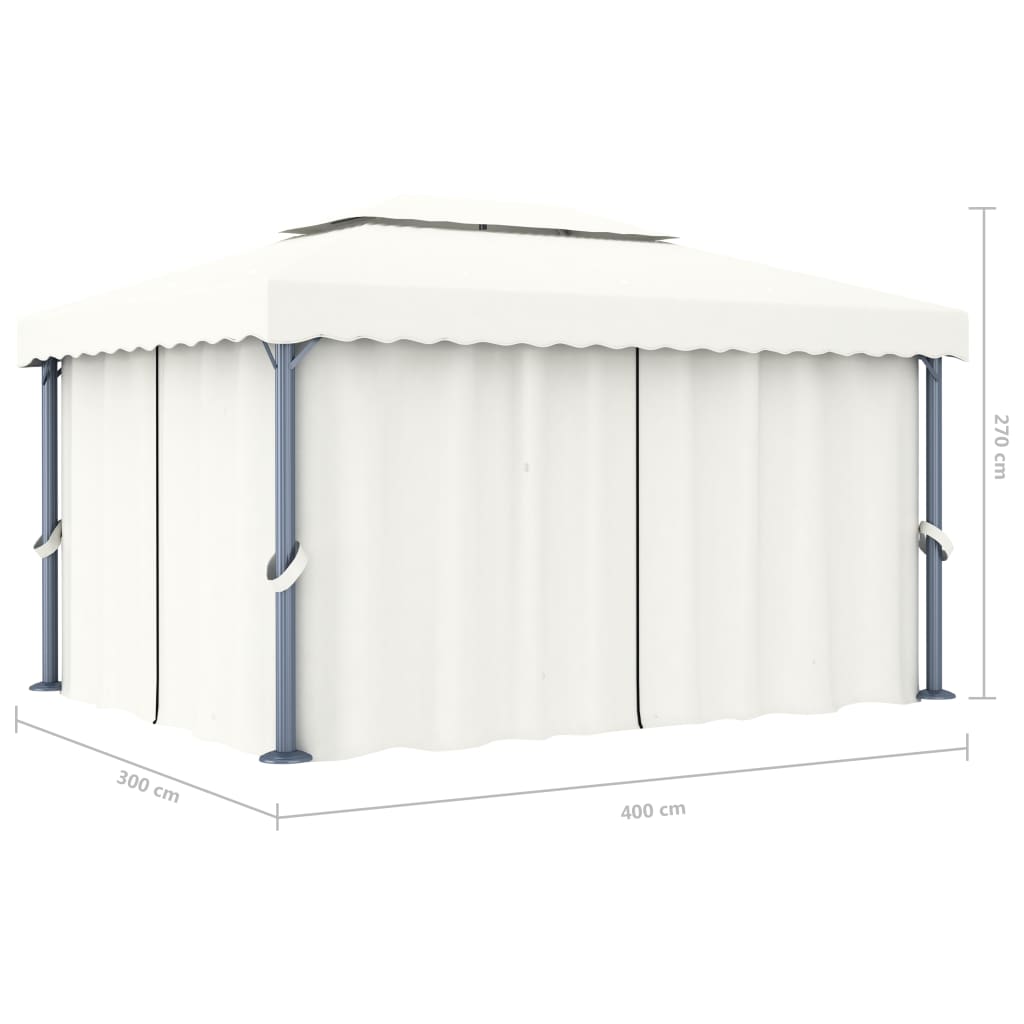 vidaXL Altana ogrodowa z zasłonami, 4 x 3 m, kremowa, aluminium