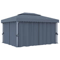 vidaXL Altana ogrodowa z zasłonami, 4 x 3 m, antracytowa, aluminium