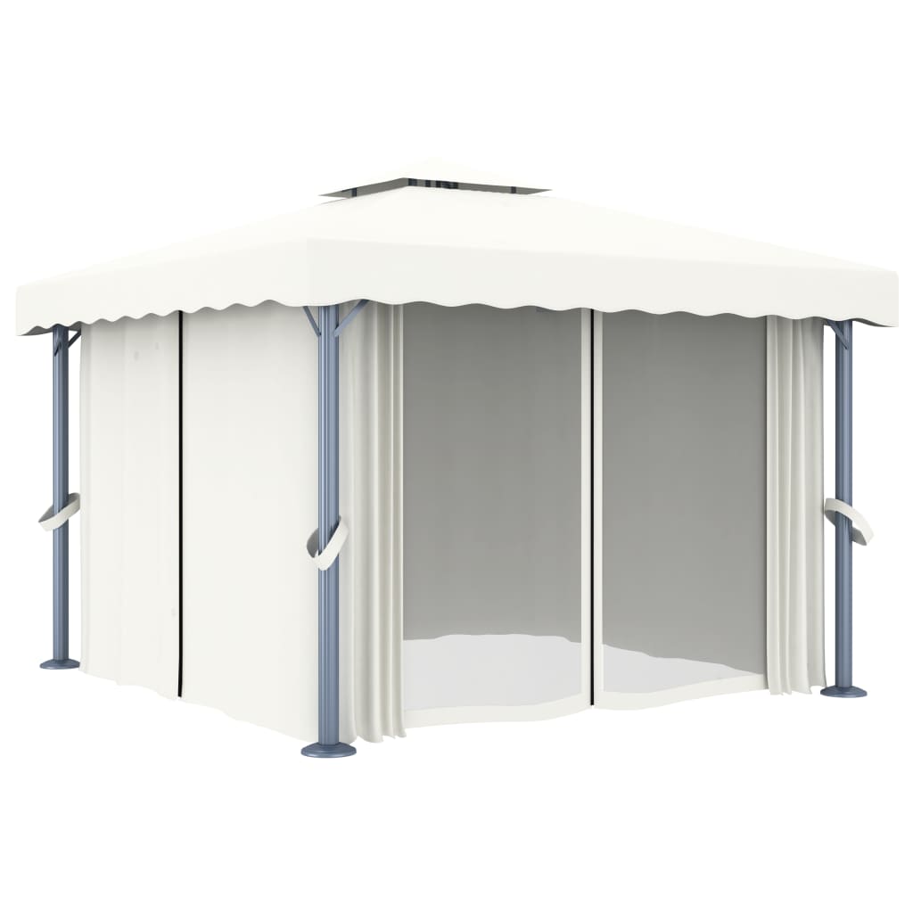 vidaXL Altana ogrodowa z zasłonami, 3 x 3 m, kremowa, aluminium