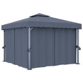 vidaXL Altana ogrodowa z zasłonami, 3 x 3 m, antracytowa, aluminium