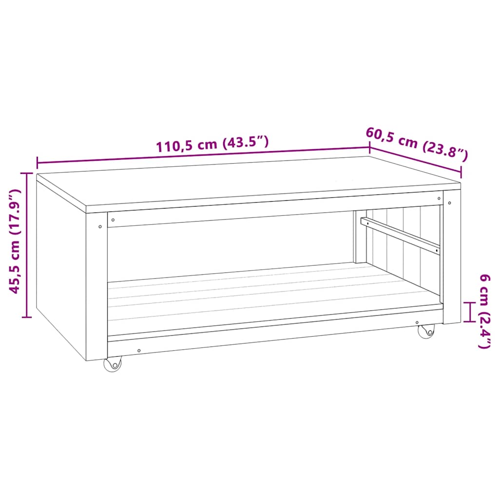 vidaXL Stolik kawowy, 110 x 60 x 40 cm, lite drewno tekowe
