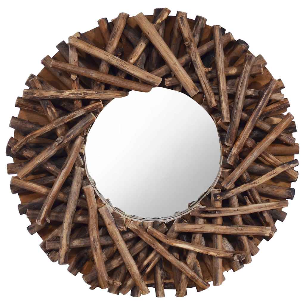 vidaXL Lustro ścienne, 40 cm, drewno tekowe, okrągłe
