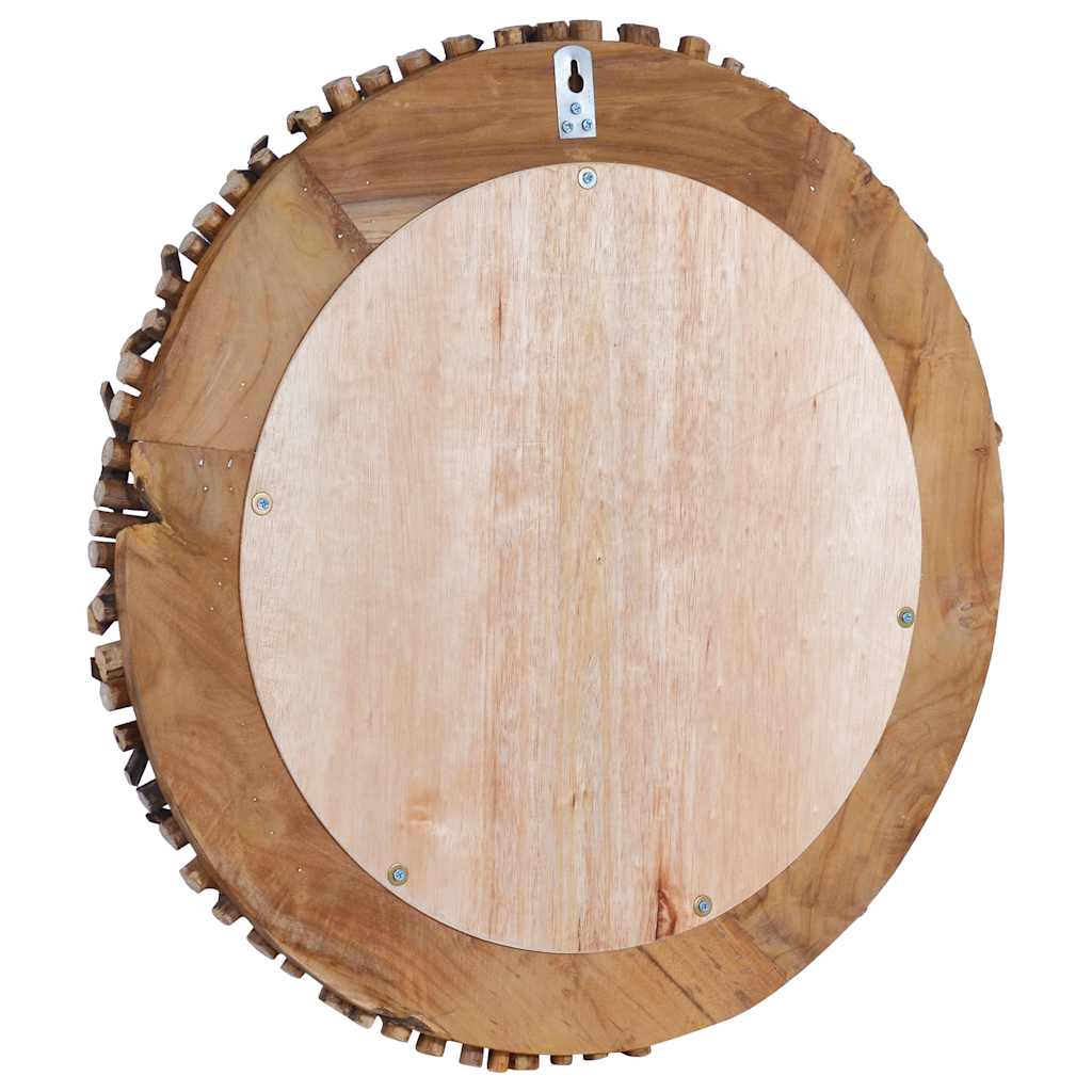 vidaXL Lustro ścienne, 60 cm, tekowe, okrągłe