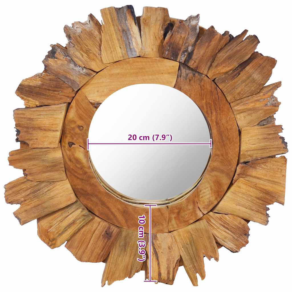 vidaXL Lustro ścienne, 40 cm, drewno tekowe, okrągłe
