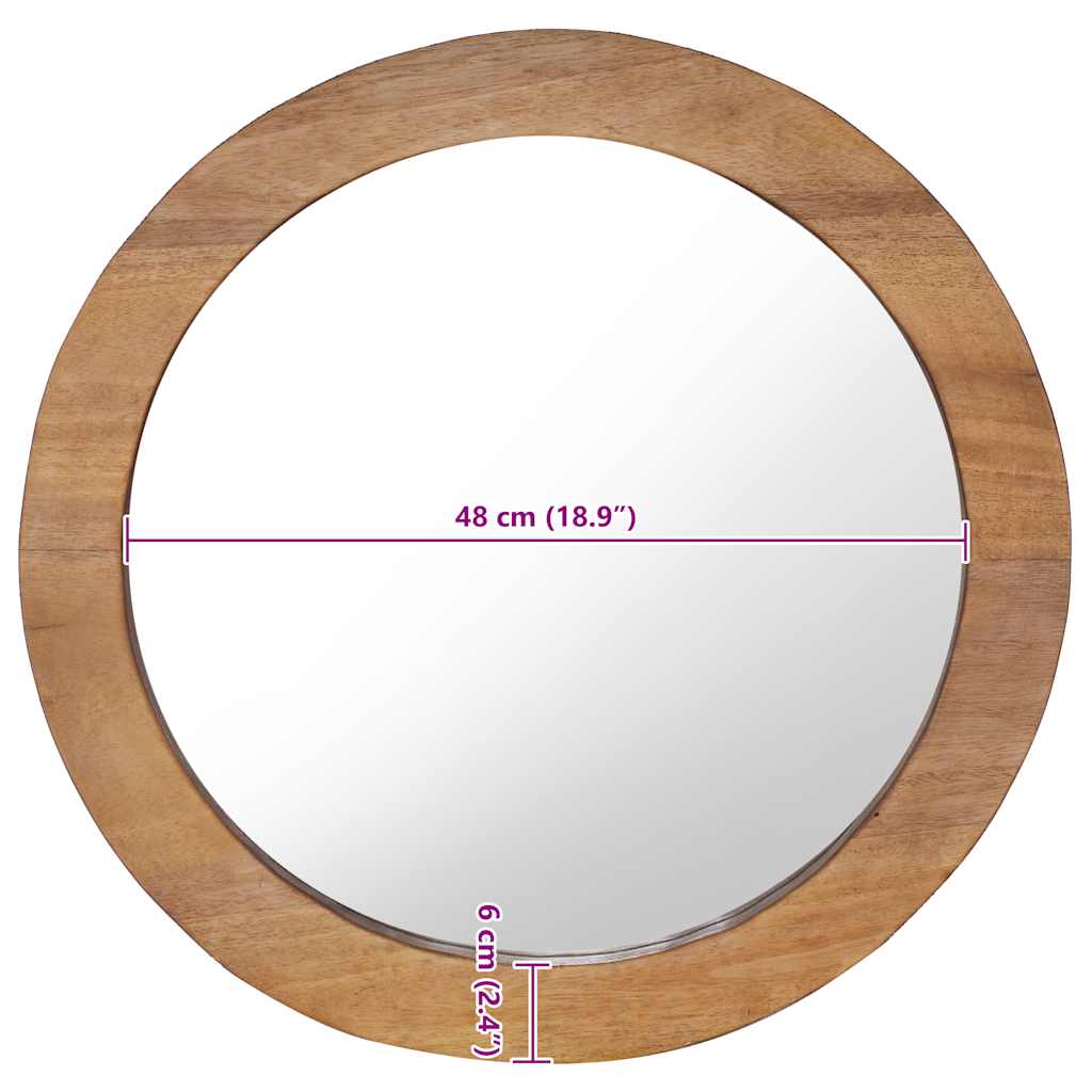 vidaXL Lustro ścienne, 60 cm, tekowe, okrągłe