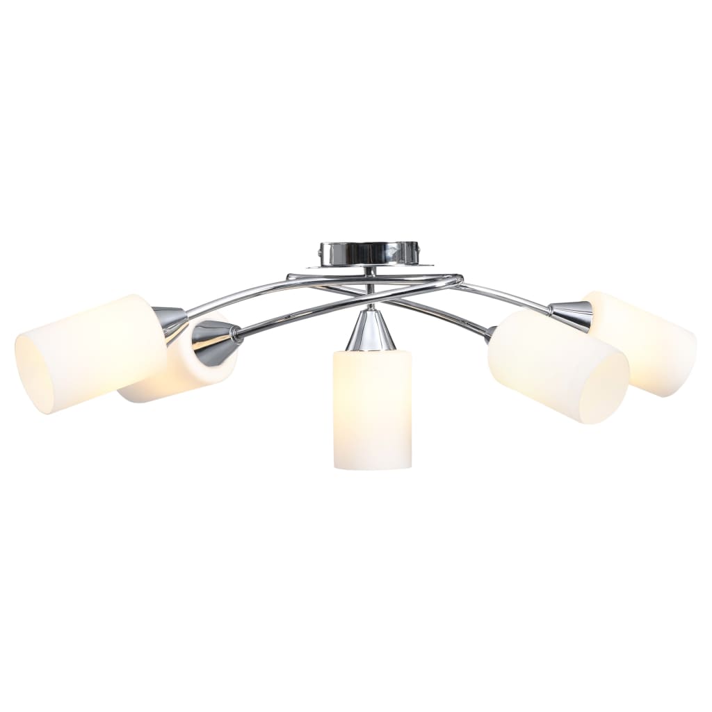 vidaXL Lampa sufitowa z ceramicznymi kloszami na 5 żarówek E14, biała
