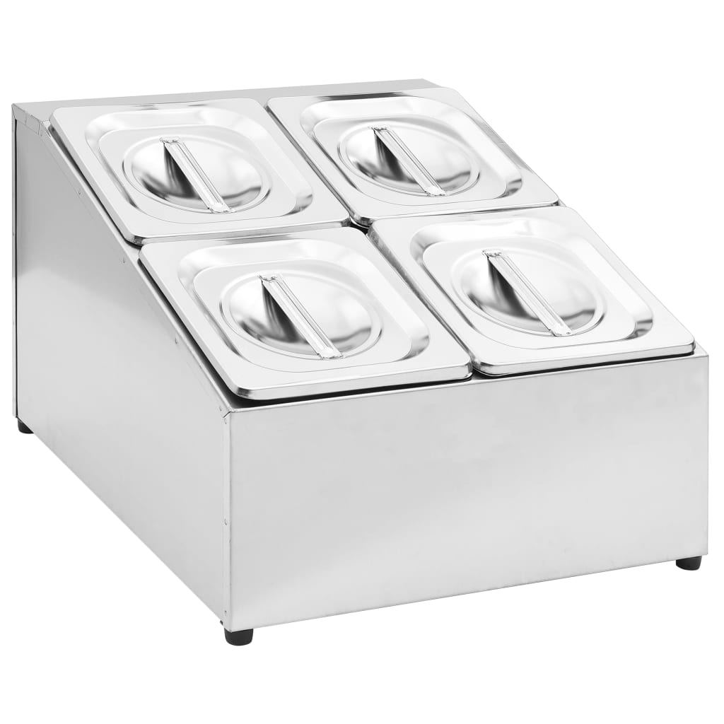 vidaXL Ekspozytor z 4 pojemnikami GN 1/6, stal nierdzewna