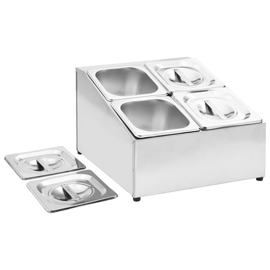 vidaXL Ekspozytor z 4 pojemnikami GN 1/6, stal nierdzewna
