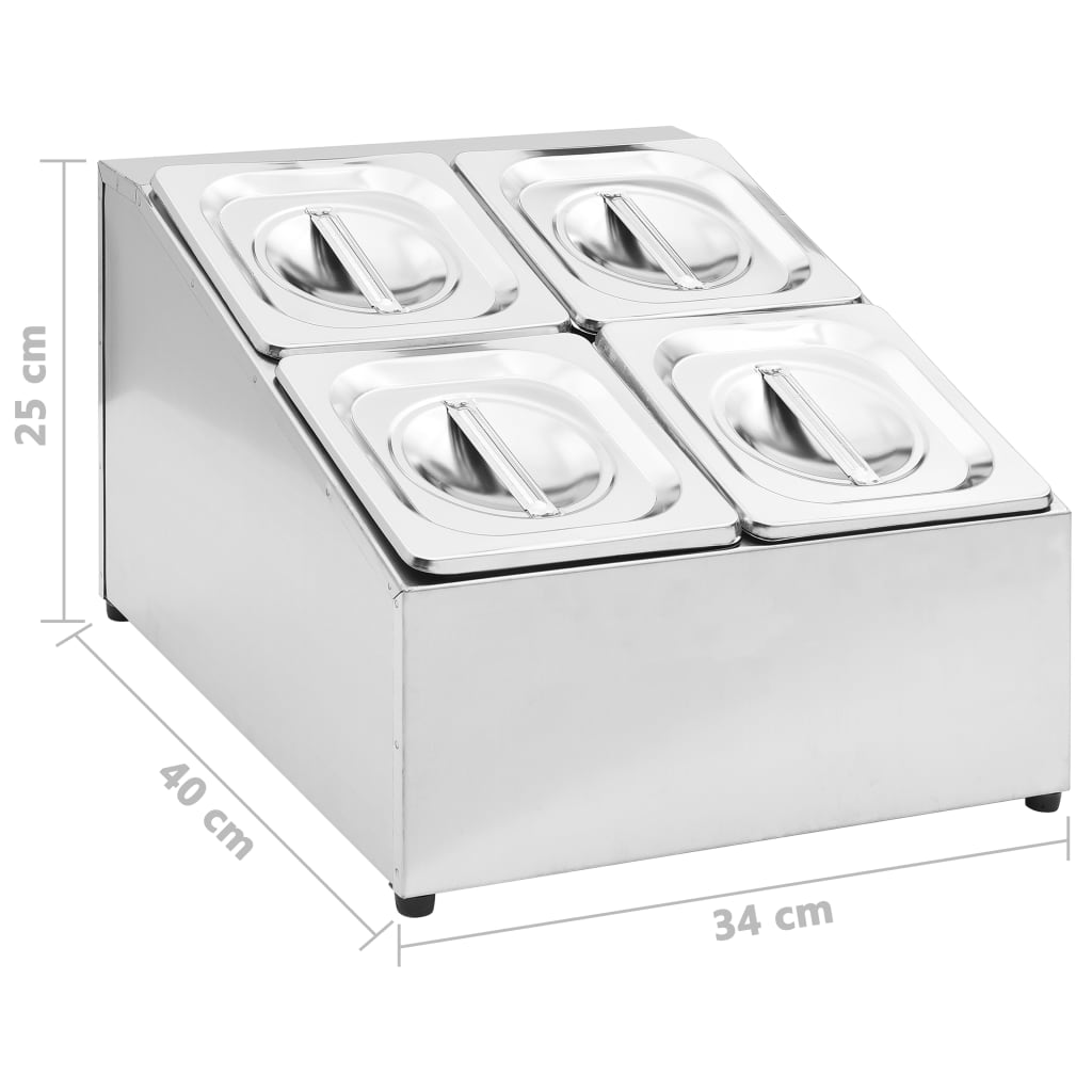 vidaXL Ekspozytor z 4 pojemnikami GN 1/6, stal nierdzewna