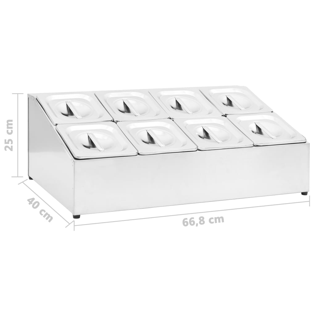 vidaXL Ekspozytor z 8 pojemnikami GN 1/6, stal nierdzewna