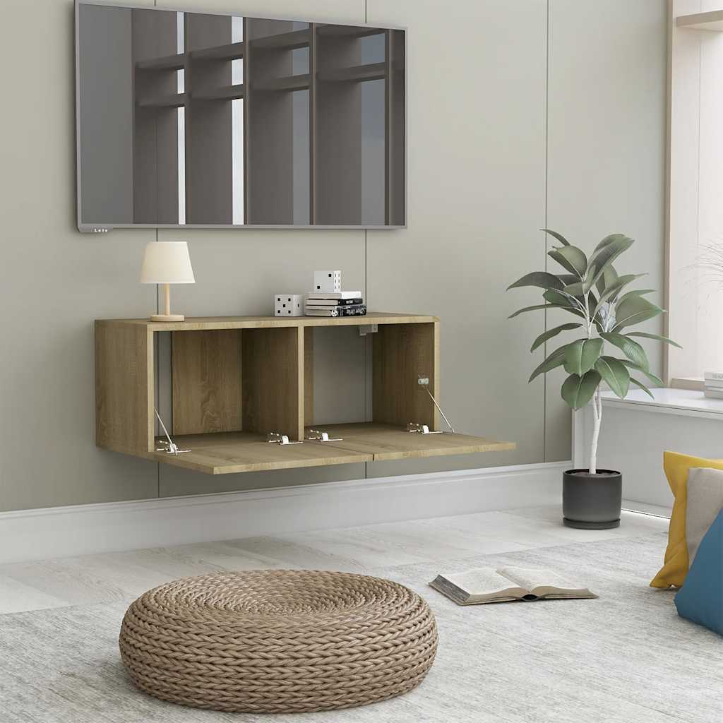 vidaXL Szafka pod TV, dąb sonoma, 80x30x30 cm, materiał drewnopochodny